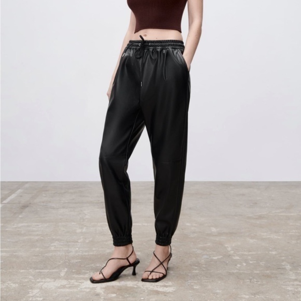ZARA Faux Leather Joggers Size Small